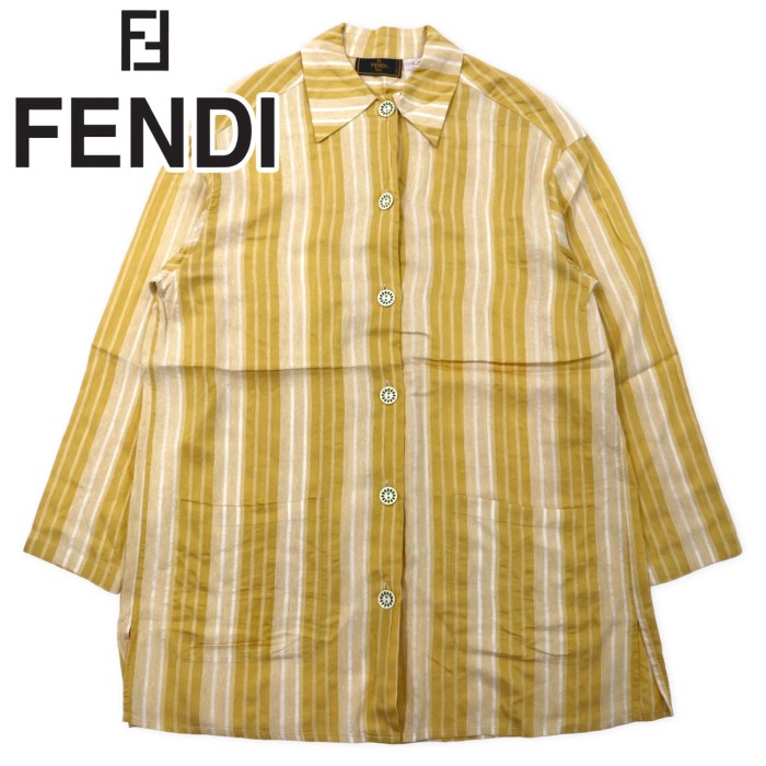 ご機嫌いかがでしょうかVintage  FENDI フェンディ ストライプ シルクシャツ 羽織