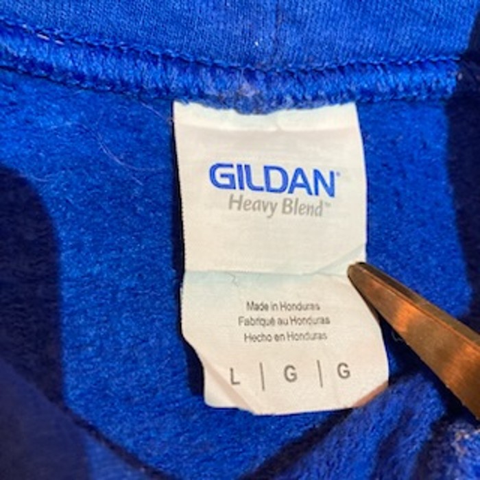 ギルダン GILDAN フーディー L  ブルー　スウェット　プリント　　カレッジ | Vintage.City 古着屋、古着コーデ情報を発信