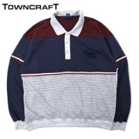 TOWN CRAFT ラガーシャツ XXL ネイビー グレー ポリエステル ビッグサイズ | Vintage.City 빈티지숍, 빈티지 코디 정보