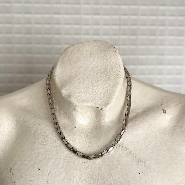 Vintage 80〜90s retro miller cut design silver chain necklace ...