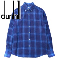 dunhill ボタンダウンシャツ S ブルー チェック リネン ポルトガル製 | Vintage.City 古着屋、古着コーデ情報を発信