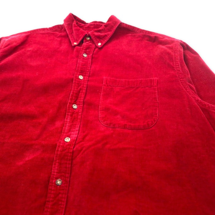 Eddie Bauer 90年代 コーデュロイ ボタンダウンシャツ L レッド コットン ビッグサイズ | Vintage.City 古着屋、古着コーデ情報を発信