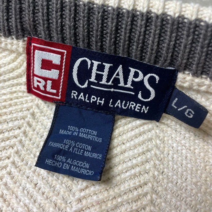CHAPS チャップス ワンポイントロゴ 刺繍 コットンニットセーター