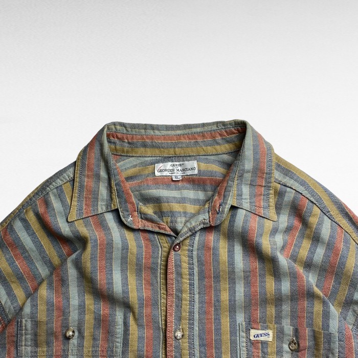 【80's】【USA製】 ゲス XL ストライプ 開襟シャツ 長袖 | Vintage.City 古着屋、古着コーデ情報を発信