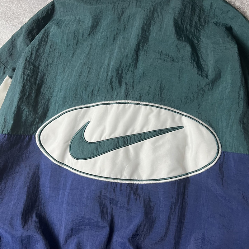 90s NIKE ビッグ スウォッシュ フルジップ ナイロン ジャケット L / 90