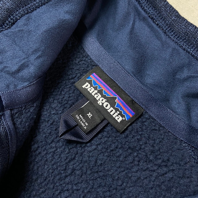 90sパタゴニア企業ロゴ刺繍入りシンチラフリースジャケット青M ハーフジップ