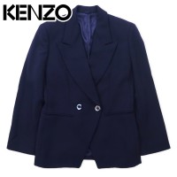 KENZO 80年代 オールド ダブル テーラードジャケット M ネイビー ウール ギャバジン | Vintage.City 古着屋、古着コーデ情報を発信