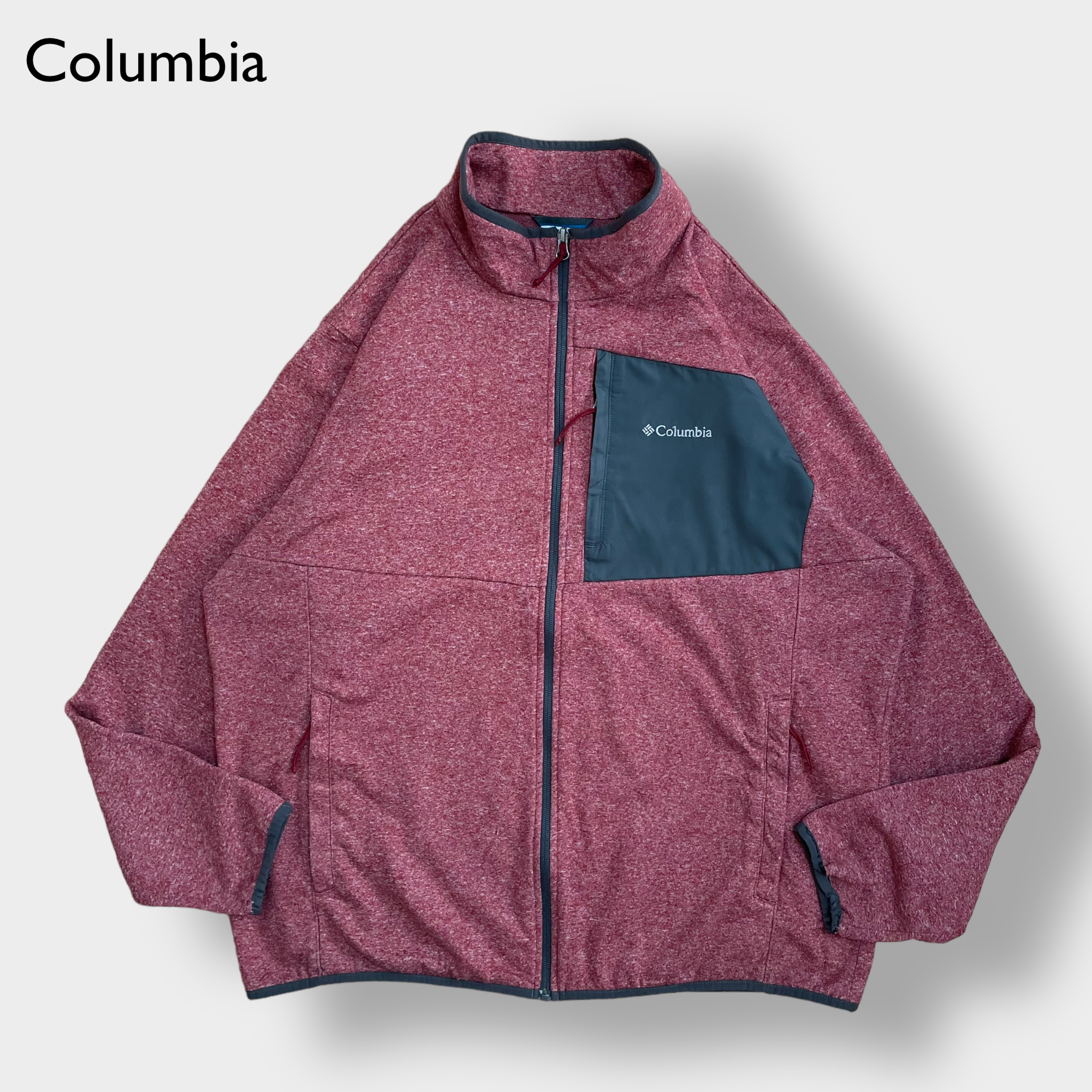 Columbia フリースジャケット XL ビッグサイズ ジップアップ フルジップ ライトアウター コロンビア アウトドア 胸ポケット ワンポイント  刺繍ロゴ US古着 | Vintage.City
