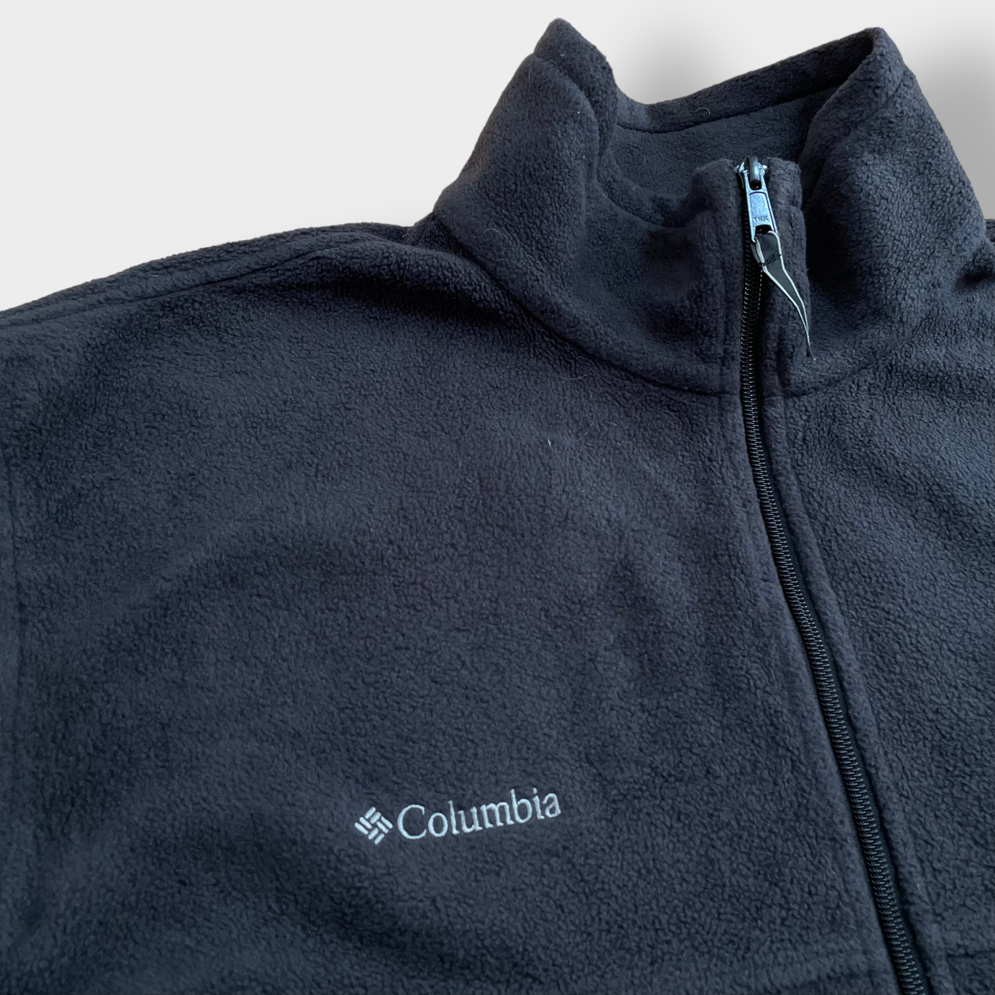 Columbia 90s フリースジャケット XL ビッグサイズ ジップアップ フルジップ アウター コロンビア アウトドア ワンポイント ブラック  刺繍ロゴ US古着 | Vintage.City