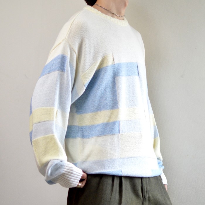 トップス【1980s】ビンテージ　オーバーサイズ  デザイン　コットンニット セーター
