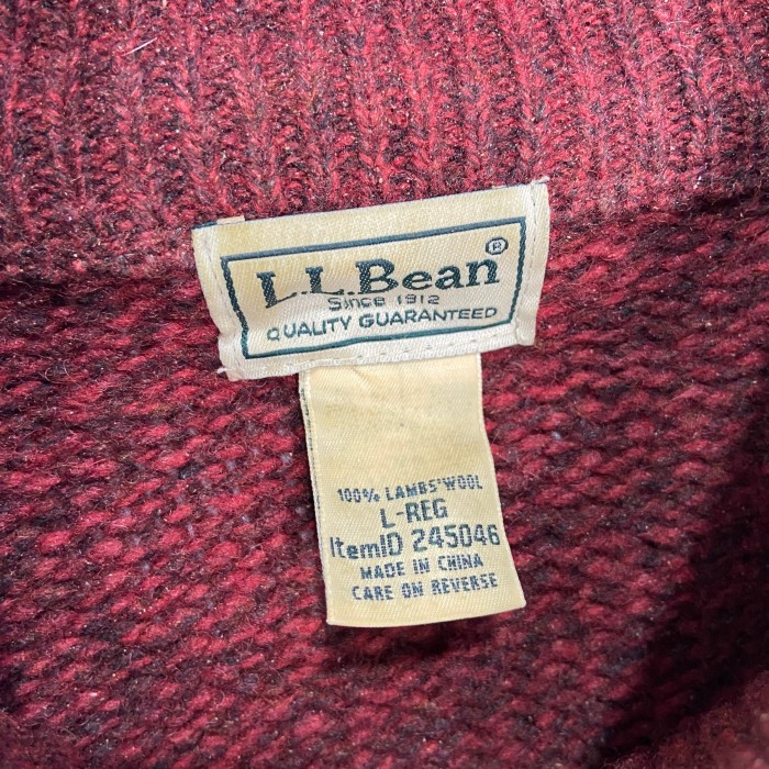 90s L.L.Bean ドライバーズニット フルジップカーディガン 赤 L