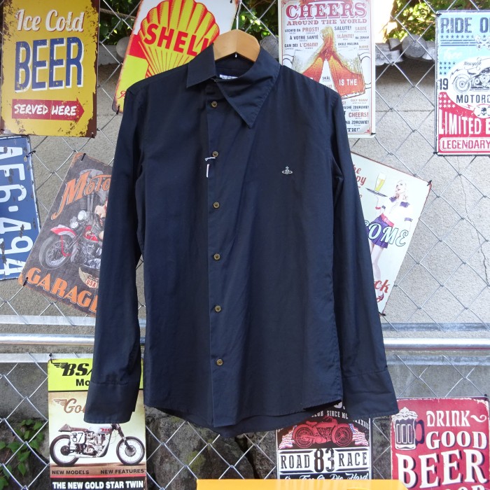 ヴィヴィアンウエストウッド デザインシャツ サイズ46 ネイビー 日本製 刺繍 8693 | Vintage.City 古着屋、古着コーデ情報を発信