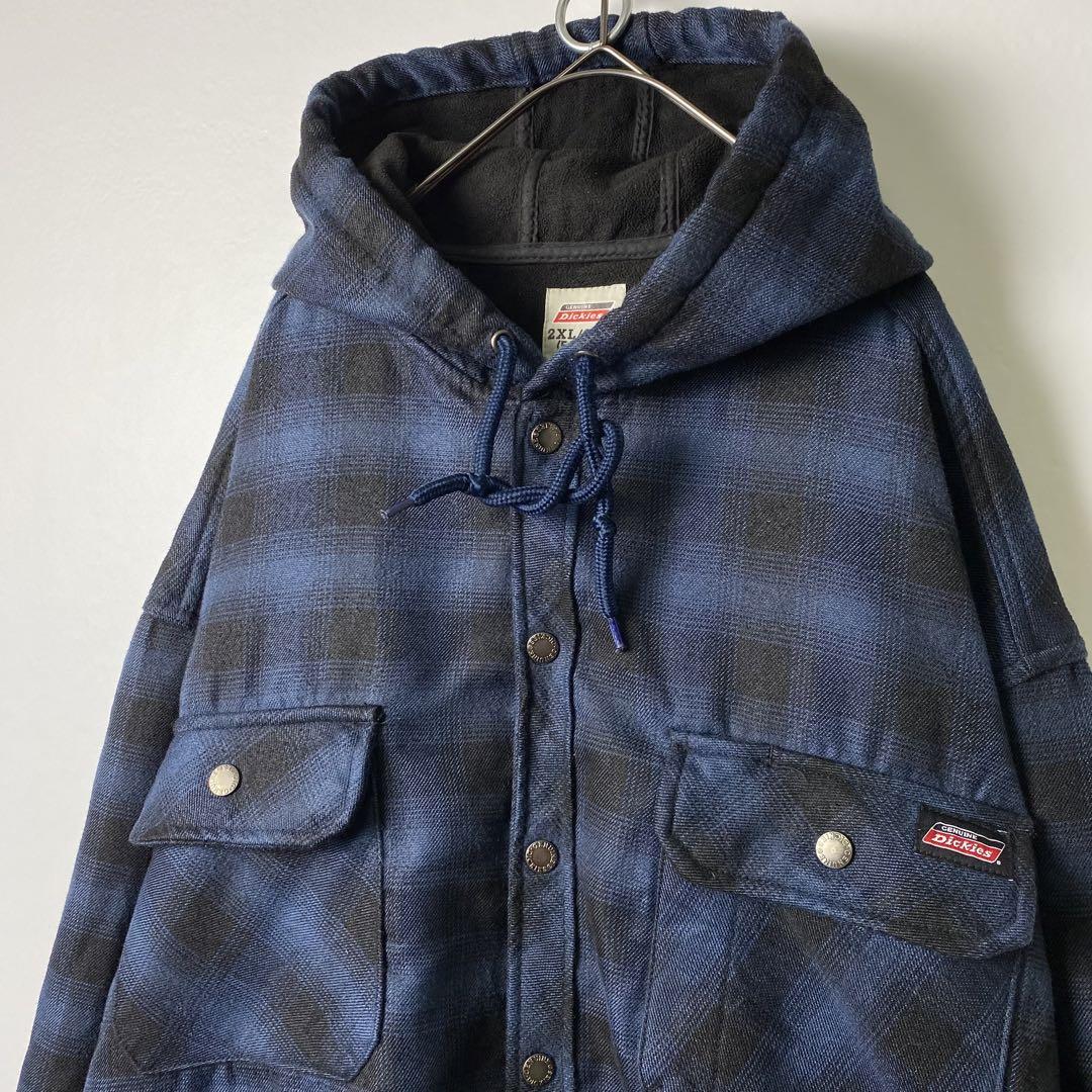 Dickies オンブレチェック パーカー ジャケット 青黒 2XL S2510 