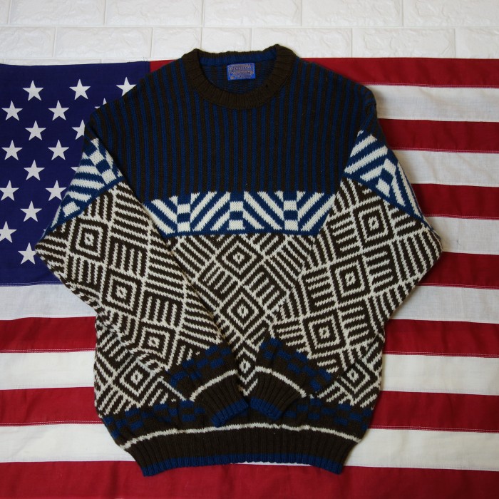 70's 【USA製】 PENDLETON(ペンドルトン)  WoolKnit ネイティブ デザイン ウールニット セーター | Vintage.City 빈티지숍, 빈티지 코디 정보