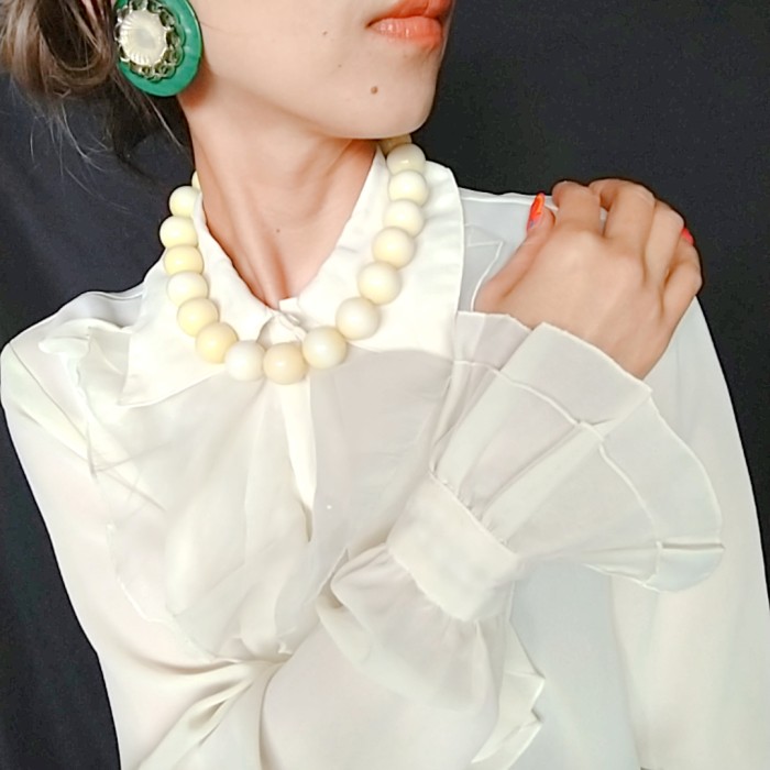 70sFrillCollorBlouse【WH】 | Vintage.City 古着屋、古着コーデ情報を発信