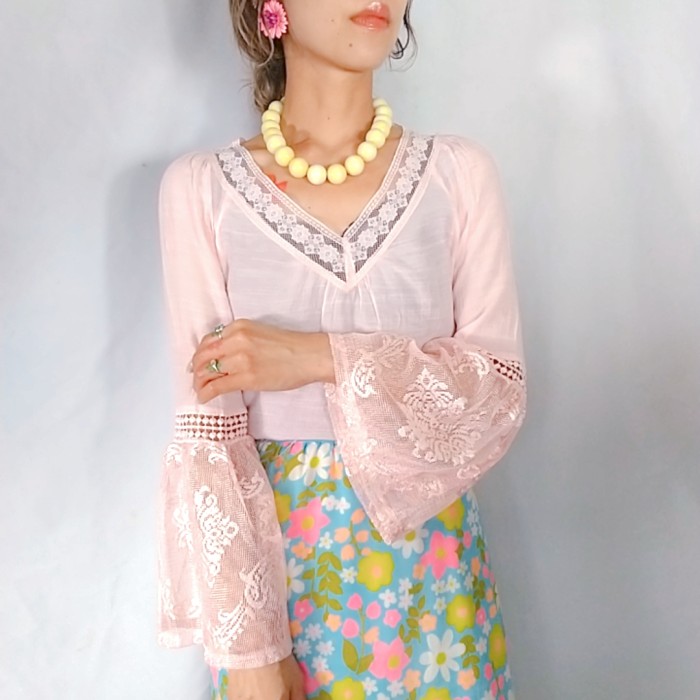 80sPinkColorButterflySleeveTops | Vintage.City 古着屋、古着コーデ情報を発信