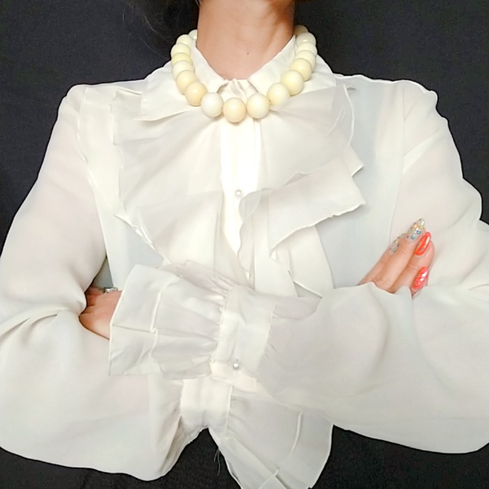 70sFrillCollorBlouse【WH】 | Vintage.City 古着屋、古着コーデ情報を発信
