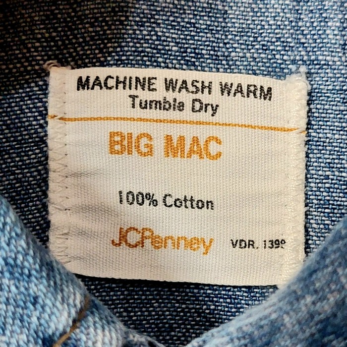 70's BIG MAC JCPenney デニムウエスタンシャツ 実寸L ～XLサイズ位 | Vintage.City 古着屋、古着コーデ情報を発信