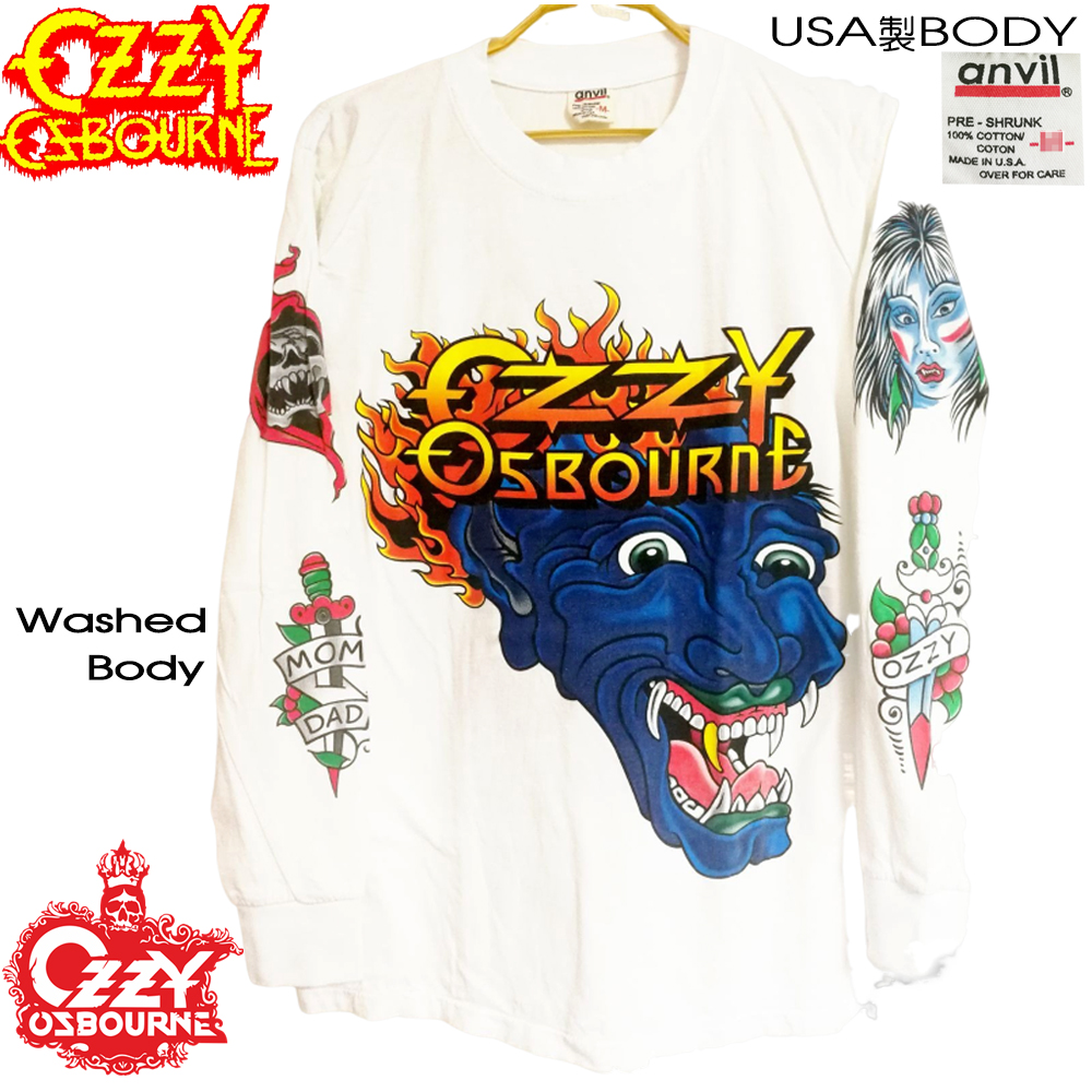 33 Ozzy Osbourne オジーオズボーン OZZY 長袖Tシャツ ロンT ホワイト 