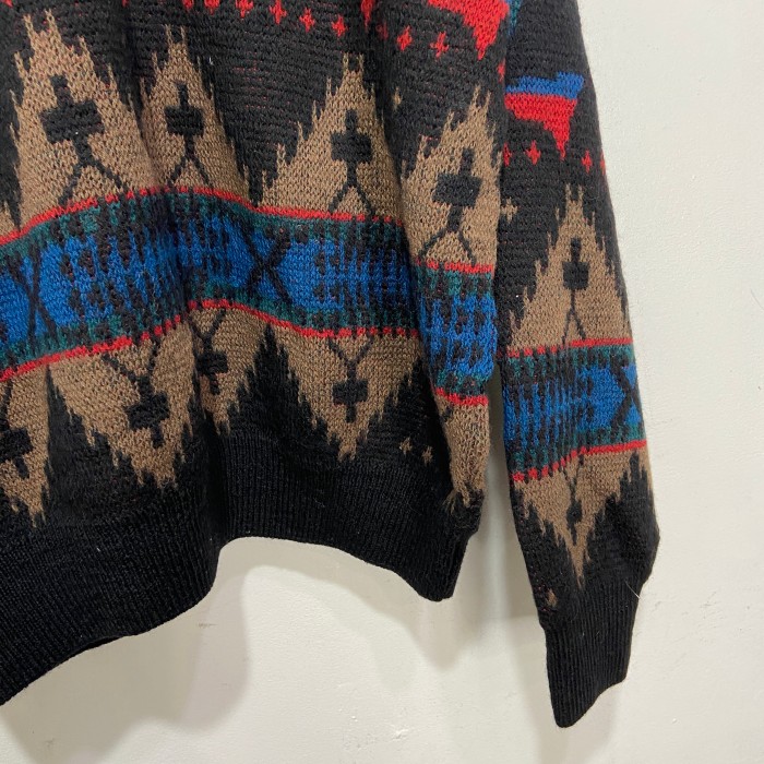 70s USA製 PENDLETON ネイティブ柄セーター 総柄ニット 黒 L | Vintage ...