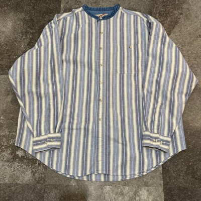 90s ヴィンテージ　ストライプバンドカラーシャツ　XLサイズ | Vintage.City 빈티지숍, 빈티지 코디 정보