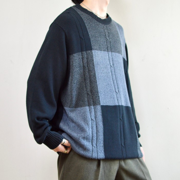 トップス【1980s】ビンテージ　オーバーサイズ  デザイン　コットンニット セーター