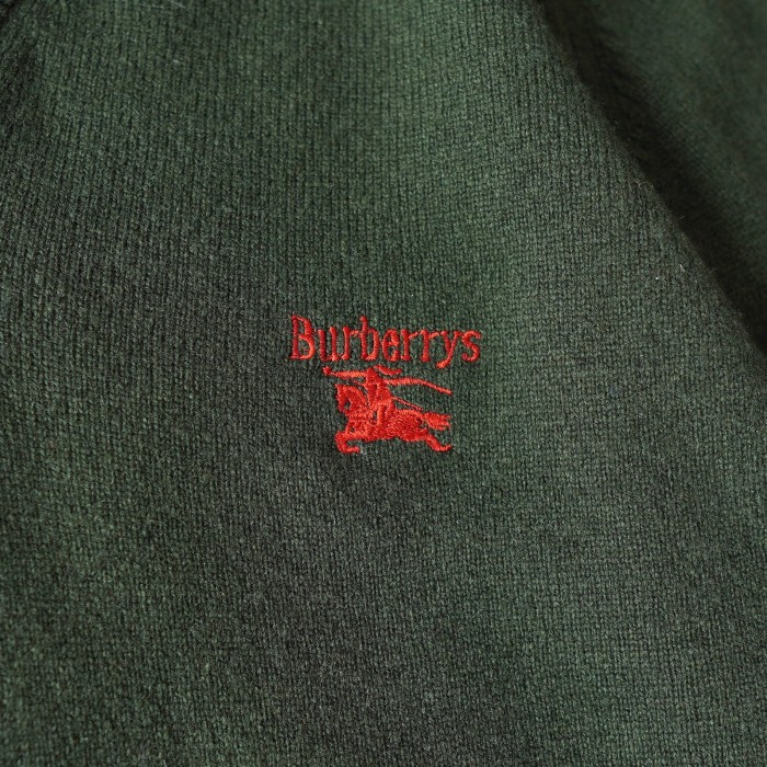 BURBERRY  バーバリー  ニット　セーター　80's〜90's  ロゴ刺繍　Vネック　デッドストック　イギリス製　Mサイズ | Vintage.City 古着屋、古着コーデ情報を発信