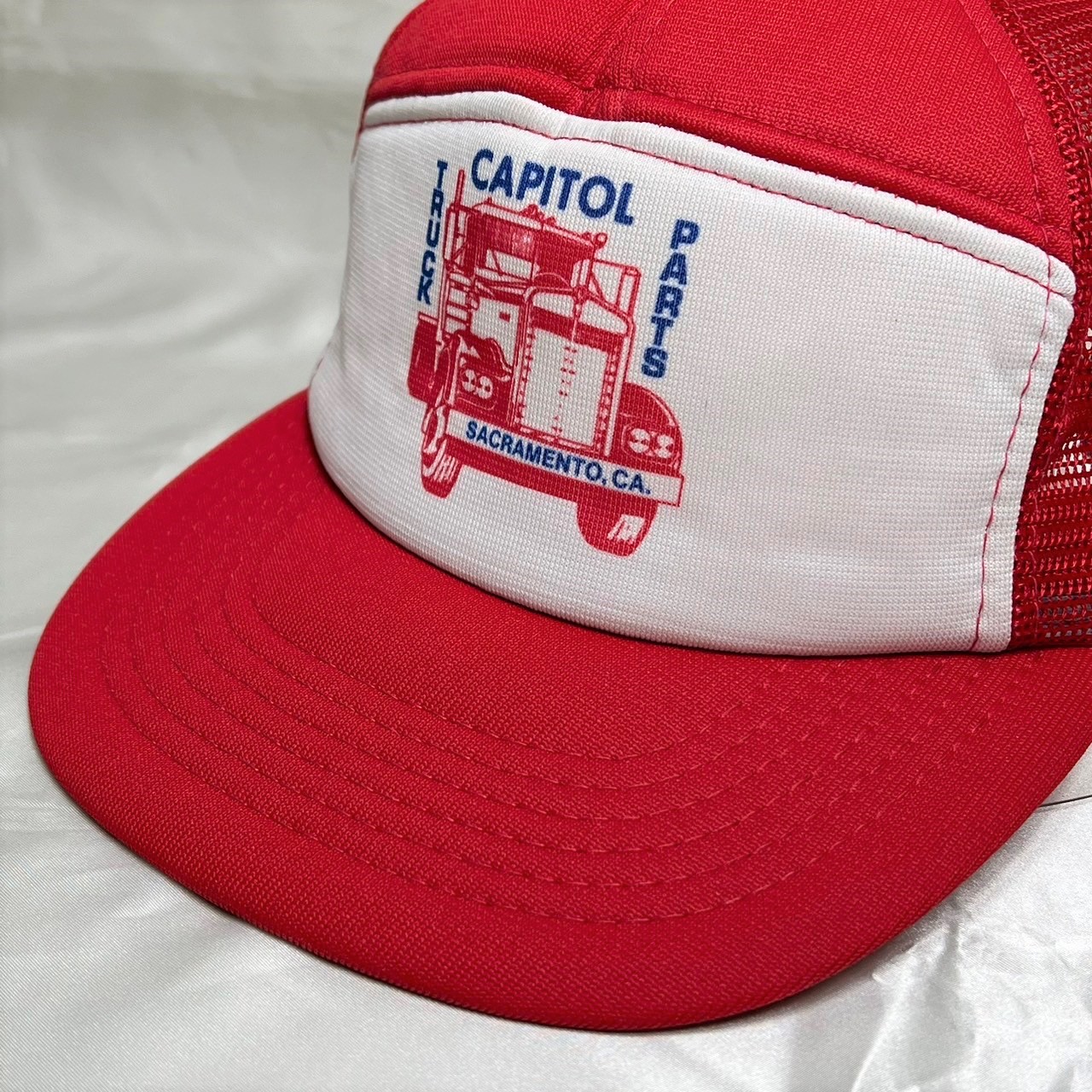 80s アメリカ 企業ロゴ トラック部品 6パネル メッシュキャップ 