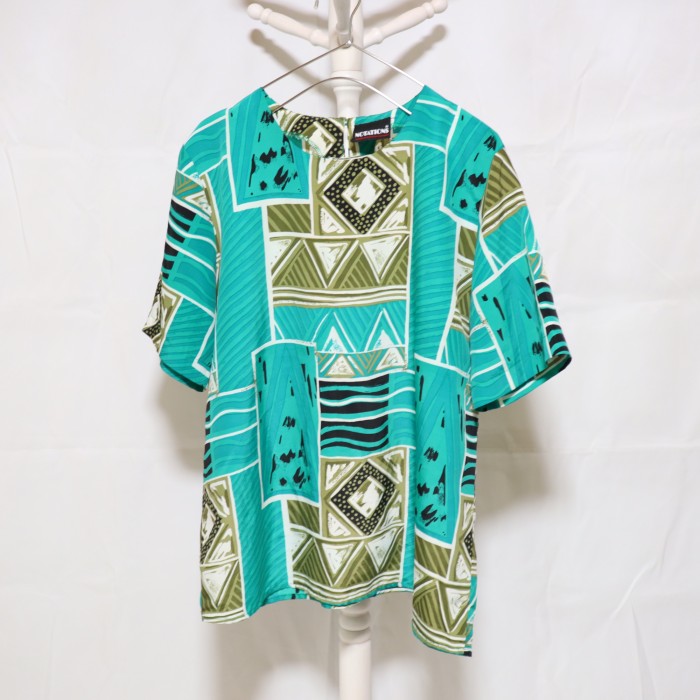 Whole Pattern Pullover Tops Emerald | Vintage.City 빈티지숍, 빈티지 코디 정보
