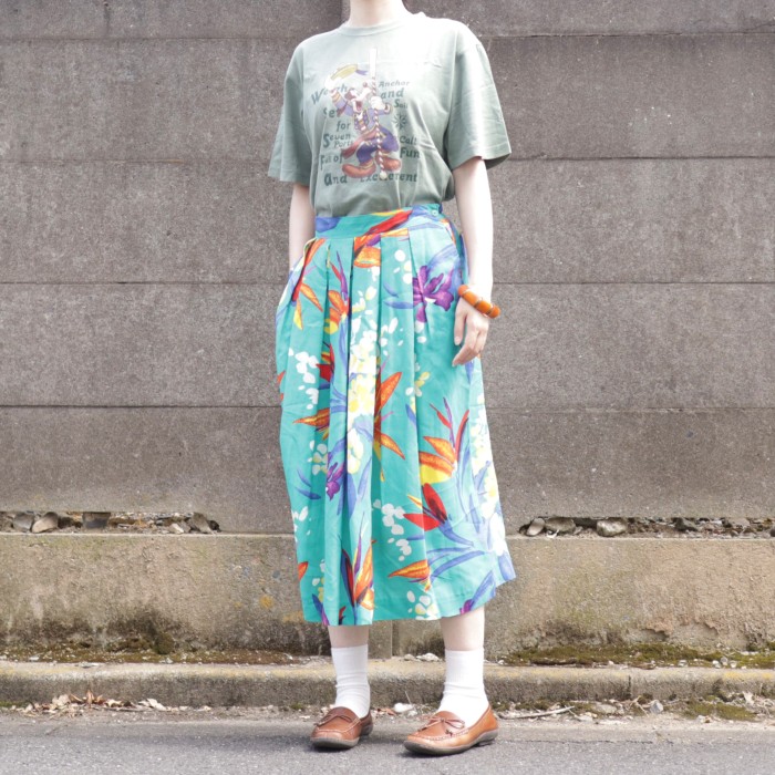 Flower Pattern Skirt Turquoise Blue | Vintage.City Vintage Shops, Vintage Fashion Trends