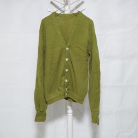 Acrylic Knit Cardigan Khaki | Vintage.City 古着屋、古着コーデ情報を発信