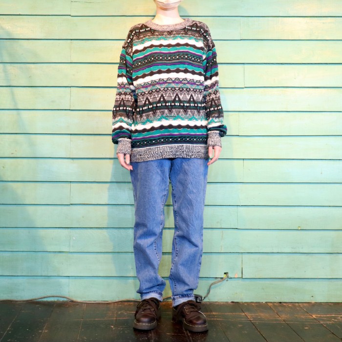 3D Knit Sweater Cool | Vintage.City 古着屋、古着コーデ情報を発信