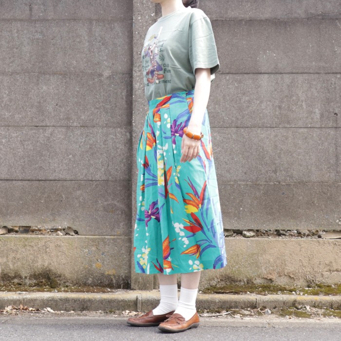 Flower Pattern Skirt Turquoise Blue | Vintage.City Vintage Shops, Vintage Fashion Trends