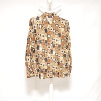 Block Pattern Silk Shirt Brown | Vintage.City Vintage Shops, Vintage Fashion Trends