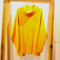 Turtleneck Cable Knit Sweater Yellow | Vintage.City 빈티지숍, 빈티지 코디 정보
