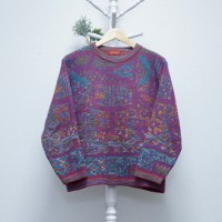 Geometric Pattern Knit Sweater Red&Blue | Vintage.City 古着屋、古着コーデ情報を発信