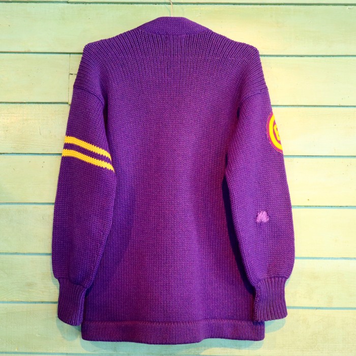 50s PRINCETON Lettered Cardigan Purple | Vintage.City 빈티지숍, 빈티지 코디 정보