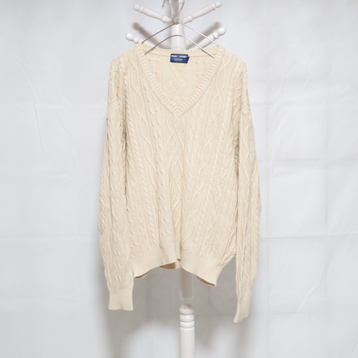 FRED PERRY Cotton Knit Sweater Beige | Vintage.City 古着屋、古着コーデ情報を発信
