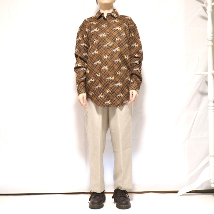 Brooks Brothers Dogs Pattern Shirt Brown | Vintage.City 古着屋、古着コーデ情報を発信
