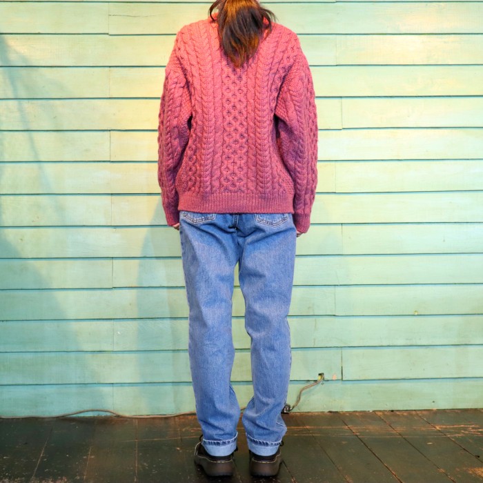 L.L.Bean Aran Knit Sweater Bordeaux | Vintage.City Vintage Shops, Vintage Fashion Trends