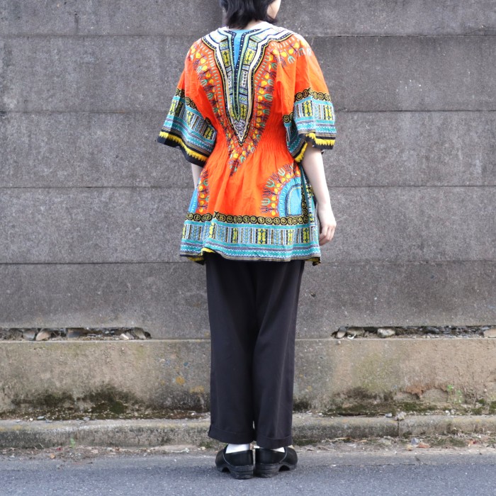 Ethnic Pattern Shirt Orange | Vintage.City 빈티지숍, 빈티지 코디 정보