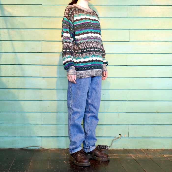 3D Knit Sweater Cool | Vintage.City 古着屋、古着コーデ情報を発信