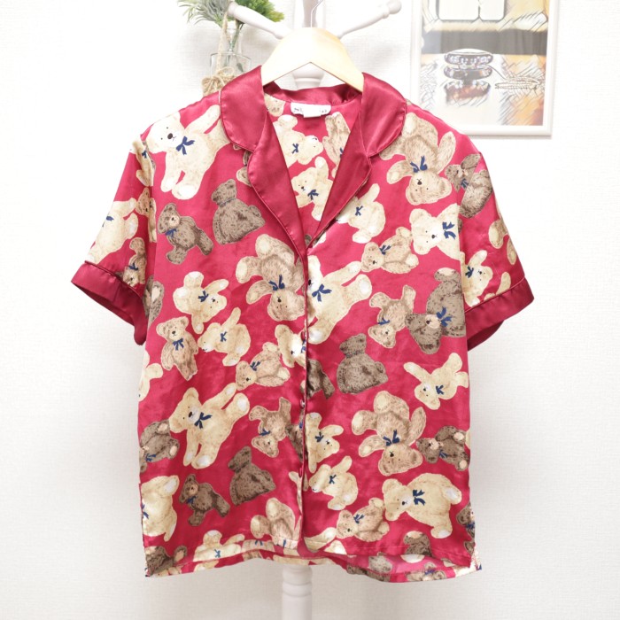Bears Pattern Short Sleeve Shirt Red | Vintage.City 빈티지숍, 빈티지 코디 정보