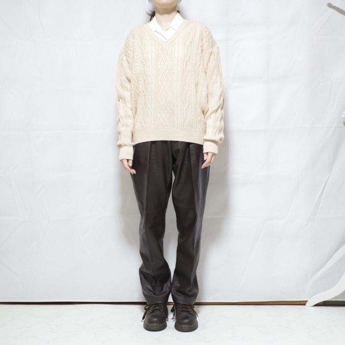 FRED PERRY Cotton Knit Sweater Beige | Vintage.City 古着屋、古着コーデ情報を発信