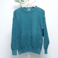 Whole Pattern Cotton Sweater Emerald | Vintage.City 古着屋、古着コーデ情報を発信