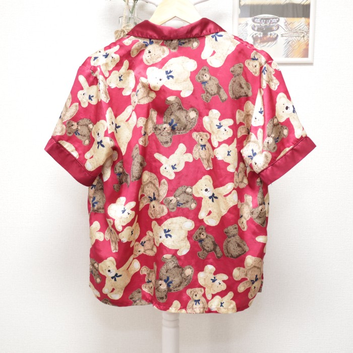 Bears Pattern Short Sleeve Shirt Red | Vintage.City 빈티지숍, 빈티지 코디 정보