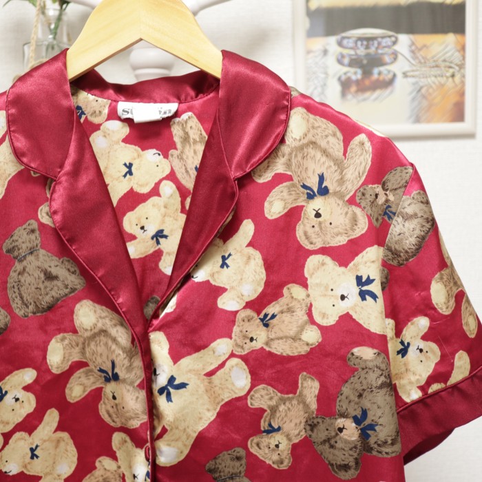 Bears Pattern Short Sleeve Shirt Red | Vintage.City Vintage Shops, Vintage Fashion Trends