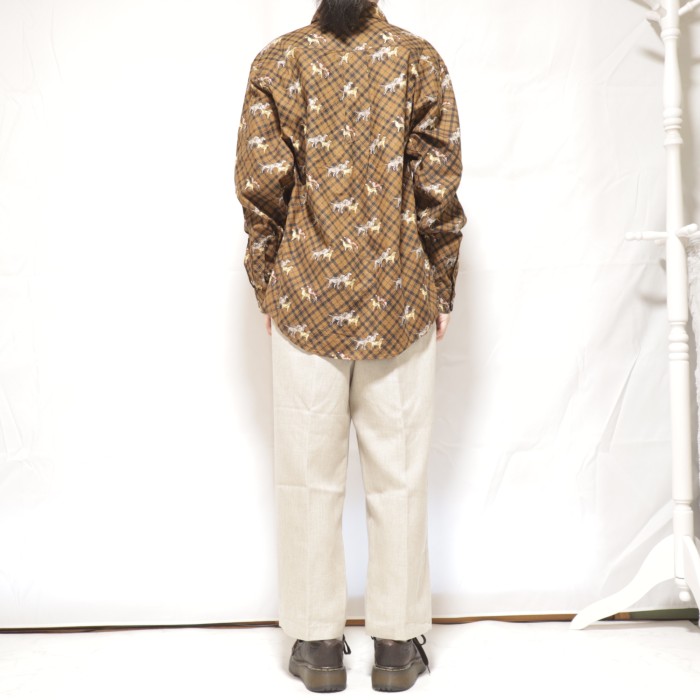 Brooks Brothers Dogs Pattern Shirt Brown | Vintage.City 古着屋、古着コーデ情報を発信