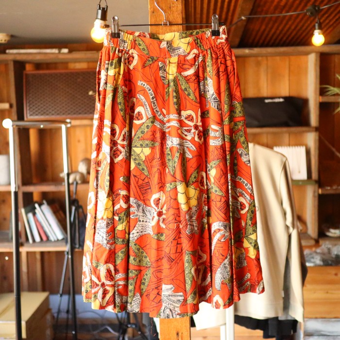 Whole Pattern Skirt Orange | Vintage.City 빈티지숍, 빈티지 코디 정보
