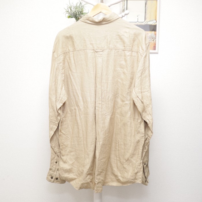 Eddie Bauer Linen Shirt Light Beige | Vintage.City 古着屋、古着コーデ情報を発信